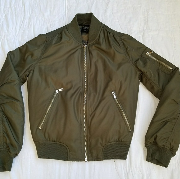 Topshop Jackets & Blazers - Topshop Green Bomber Jacket size 2